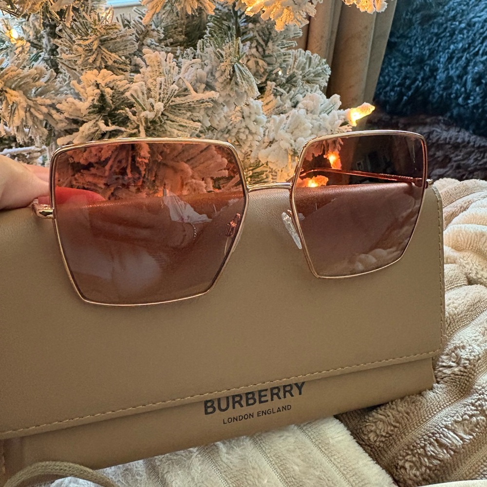 Burberry Women's Brown Sunglasses with Gold Frame